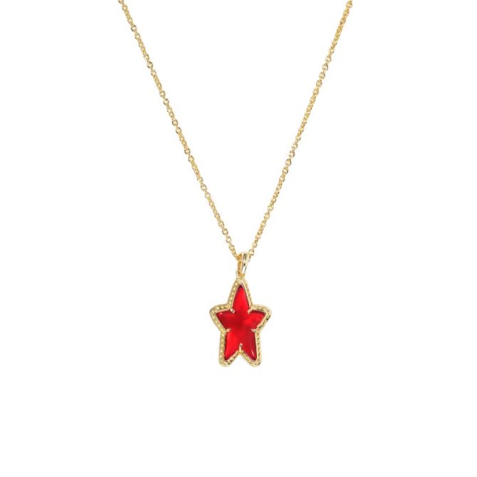 Kendra Scott Ada Yellow Gold Short Pendant in Red Illusion