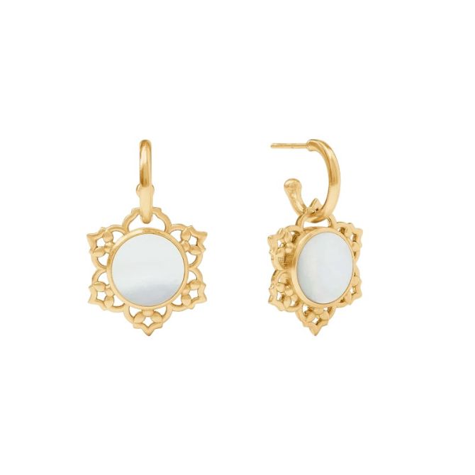 Julie Vos Helene Hoop and Charm Earrings, Mother of Pearl