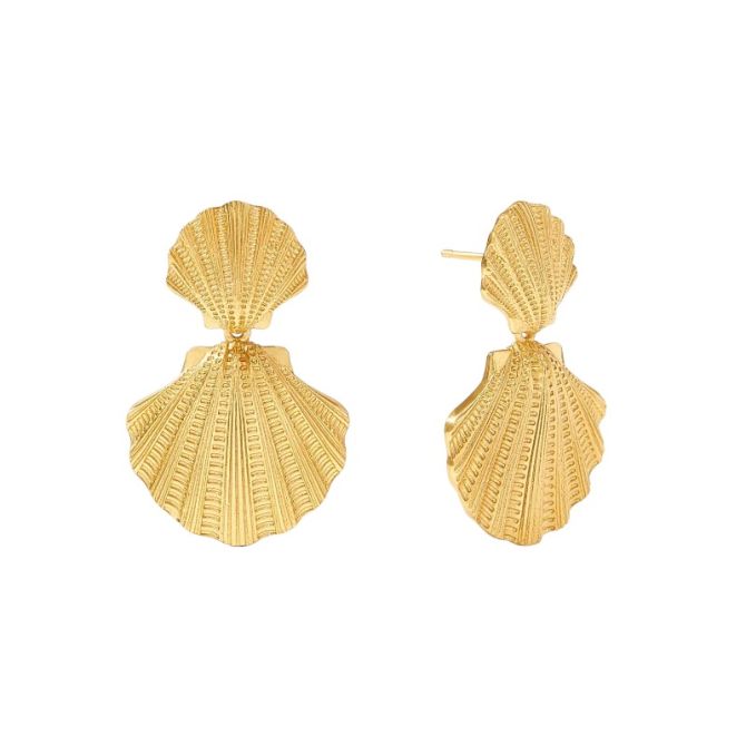 Julie Vos Sanibel Shell Statement Earrings, Yellow Gold Plated