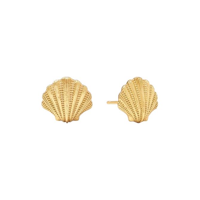 Julie Vos Sanibel Shell Stud Earrings, Yellow Gold Plated