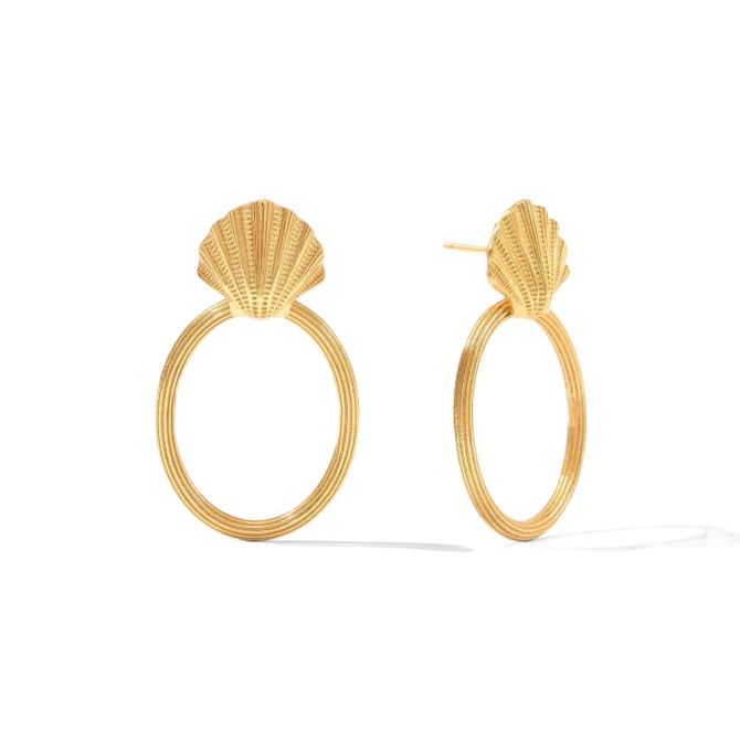 Julie Vos Sanibel Shell Doorknocker Earrings, Yellow Gold Plated