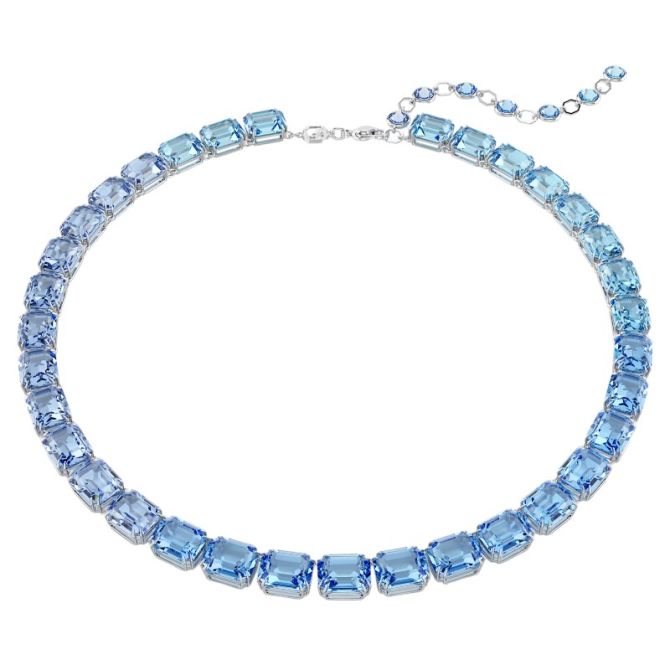 Swarovski Millenia Octagon Cut Necklace, Blue Color Gradient and Rhodium Plated