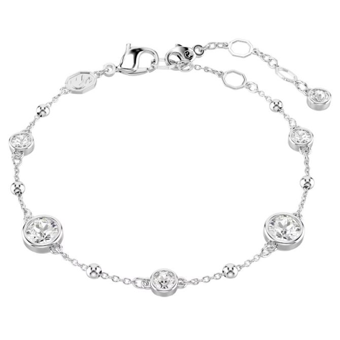 Swarovski Imber Round Cut Bracelet, White and Rhodium Plated