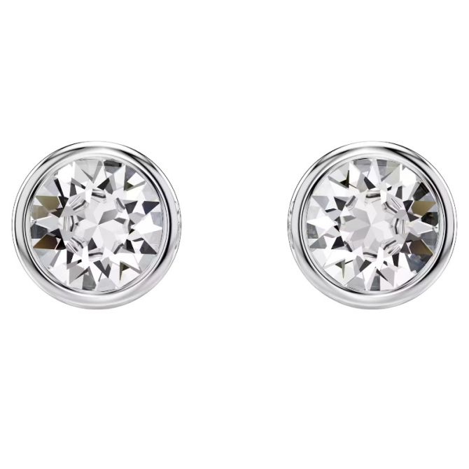 Swarovski Imber Round Cut Stud Earrings, White and Rhodium Plated