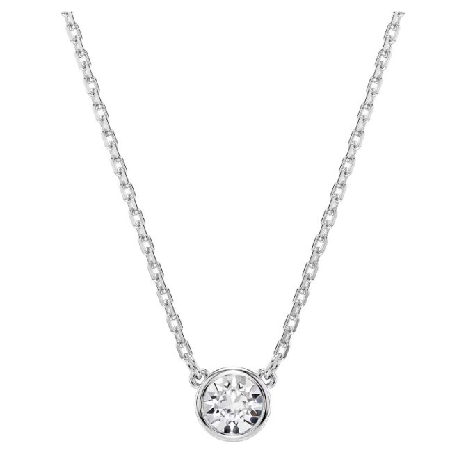 Swarovski Imber Round Cut Pendant Necklace, White and Rhodium Plated