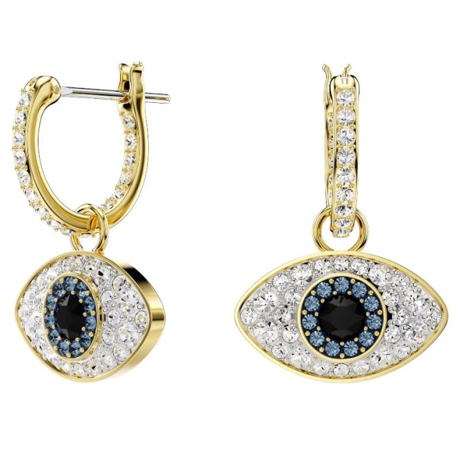 Swarovski Symbolica Evil Eye Drop Earrings, Blue and Yellow Gold Tone Plated