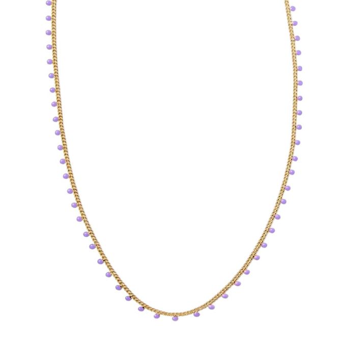 Kendra Scott Yellow Gold Tone Kelsey Enamel Strand Necklace in Purple