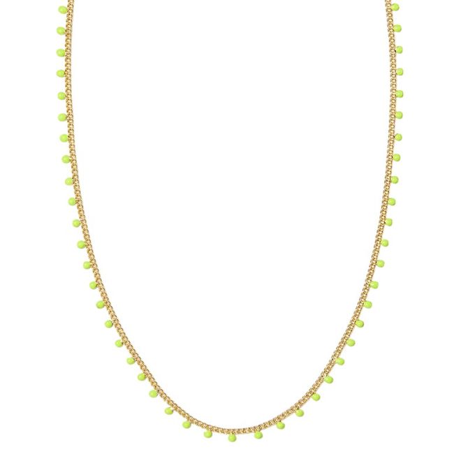 Kendra Scott Yellow Gold Tone Kelsey Enamel Strand Necklace in Chartreuse