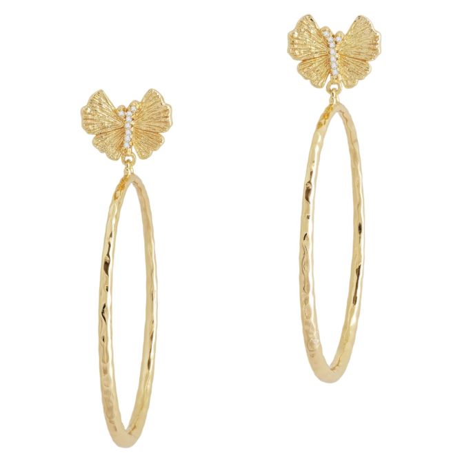 Anabel Aram Jewelry Butterfly Single Hoop Earrings, Yellow Gold Plated