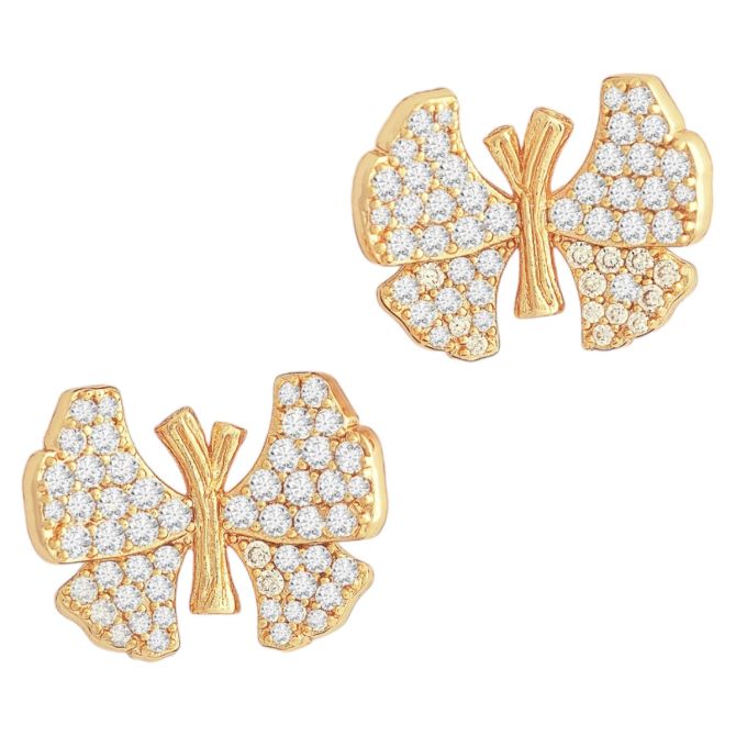 Anabel Aram Jewelry Butterfly Pave Stud Earrings, White