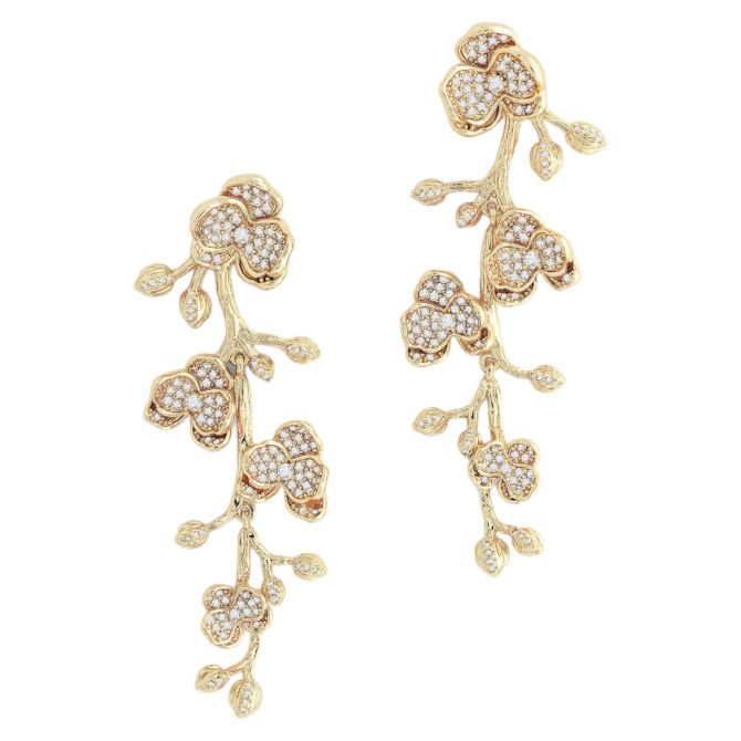 Anabel Aram Jewelry Orchid Pave Dangle Earrings, White