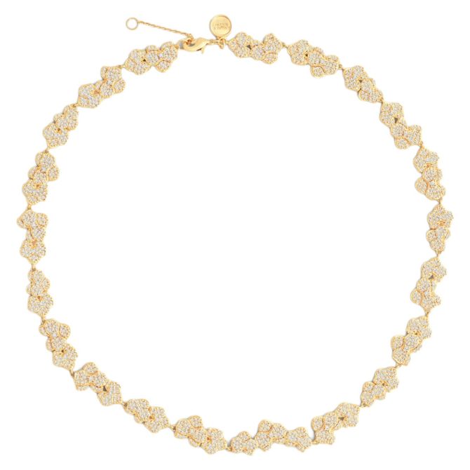 Anabel Aram Jewelry Orchid White Pave Necklace, Yellow Gold Plated