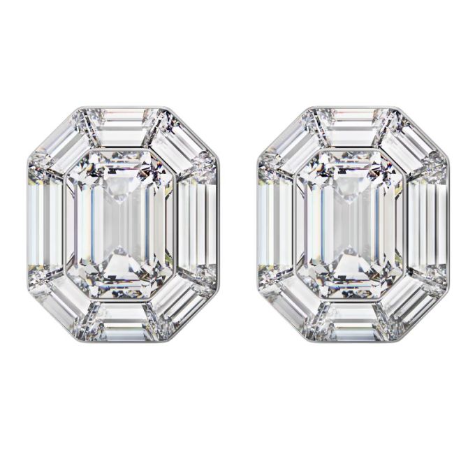 Swarovski Lucent Octagon Cut Clip Earrings, White