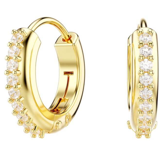 Swarovski Matrix Round Cut Hoop Earrings, White and Yellow Gold Plated