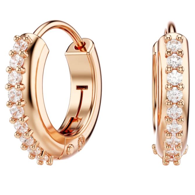 Swarovski Matrix Round Cut Hoop Earrings, White and Rose Gold Tone Plated