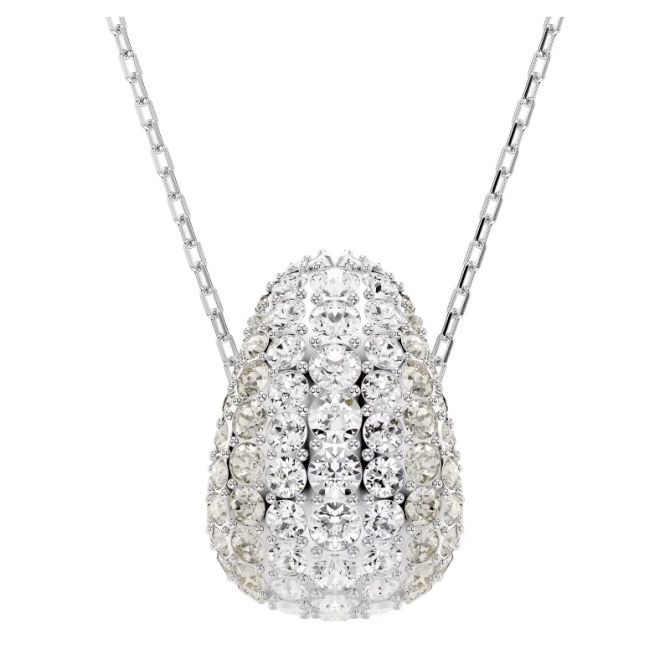 Swarovski Sublima Round Cut Pendant Necklace, White and Rhodium Plated