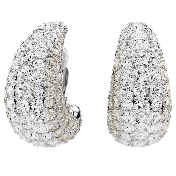 Silver Toned Oval shape Drop Earrings, Rhodium-Plated has white Artificial shops Diamonds