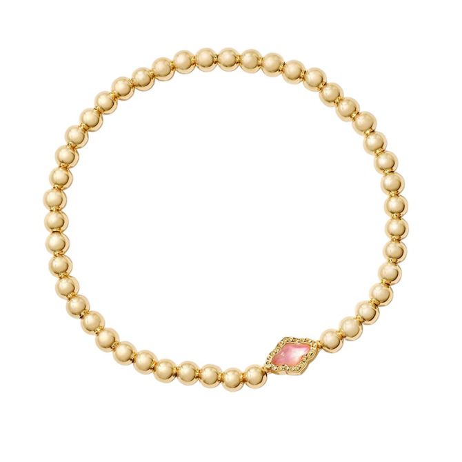 Kendra Scott Yellow Gold Tone Abbie Beaded Stretch Bracelet in Azalea Illusion