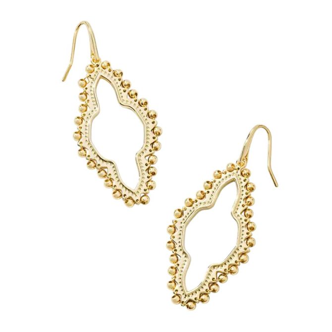 Kendra Scott Yellow Gold Tone Abbie Beaded Open Heart Earrings