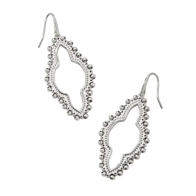 Kendra Scott Silver Tone Abbie Beaded Open Frame Earrings