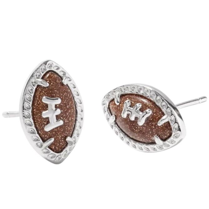 Kendra Scott 2025 Silver Tone Football Stud Earrings