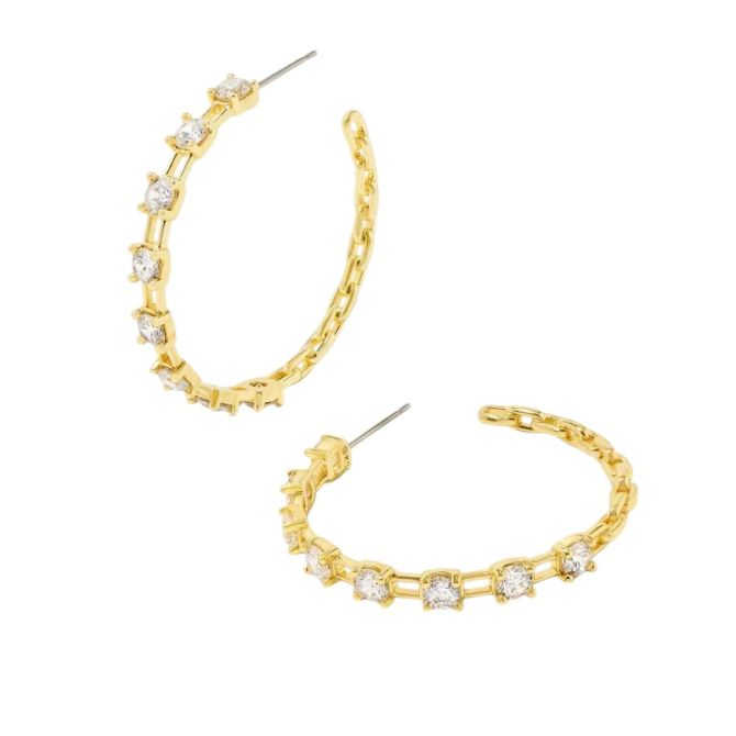 Kendra Scott Yellow Gold Tone Lexi Crystal Hoop Earrings