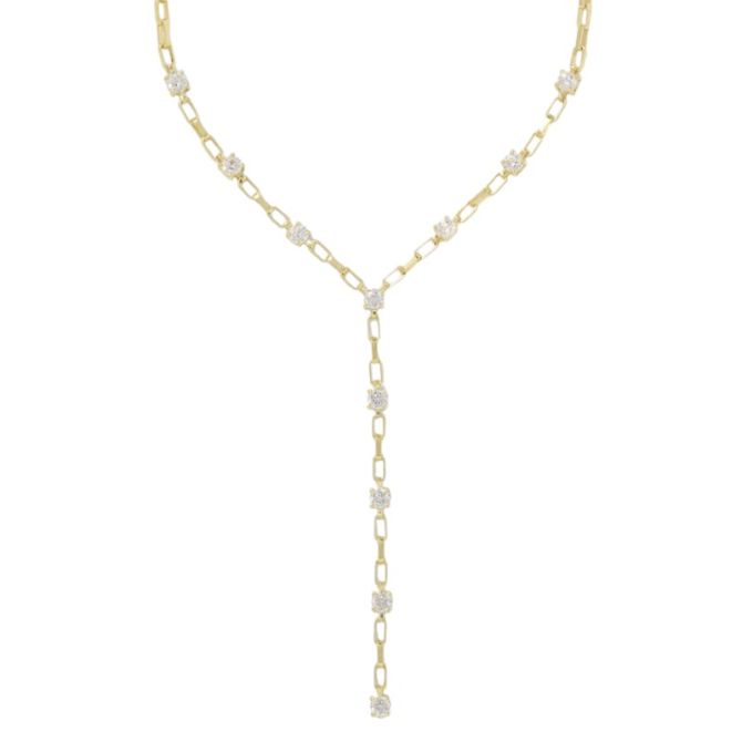 Kendra Scott Lexi Y Yellow Gold Tone Crystal Necklace