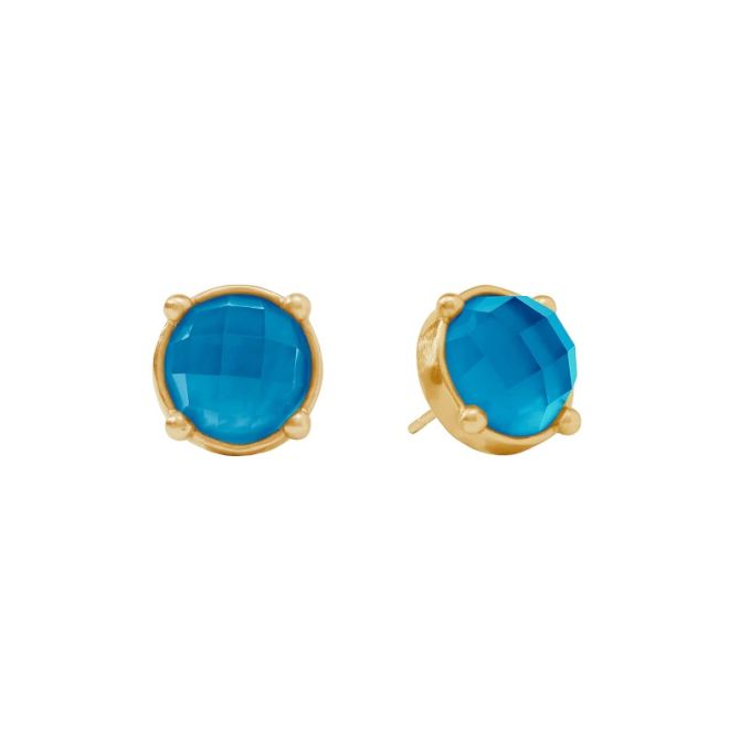 Julie Vos Honey Stud Earrings, Iridescent London Blue