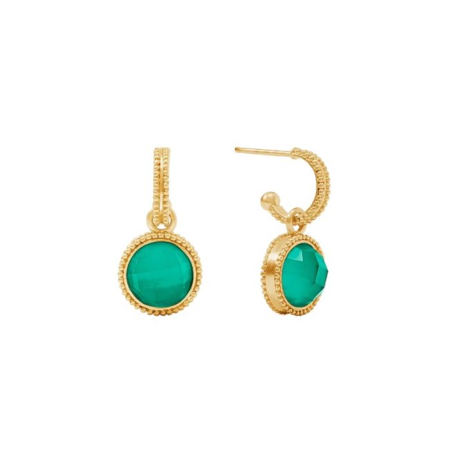 Julie Vos Fleur De Lis Hoop and Charm Earrings, Iridescent Emerald Green