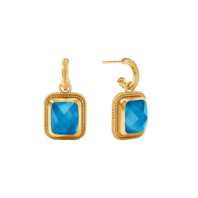 Julie Vos Cheval Hoop and Charm Earrings, Iridescent London Blue