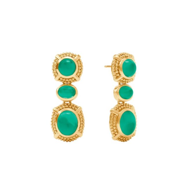 Julie Vos Cabochon Statement Earrings, Iridescent Emerald Green