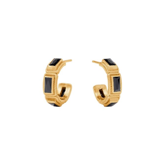 Julie Vos Baguette Hoop Earrings, Obsidian Black and Extra Small