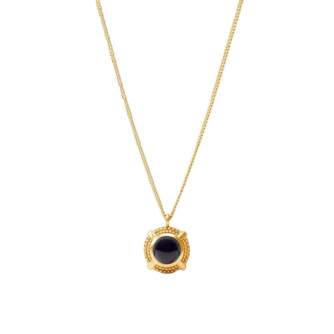 Julie Vos Cabochon Solitaire Necklace, Obsidian Black