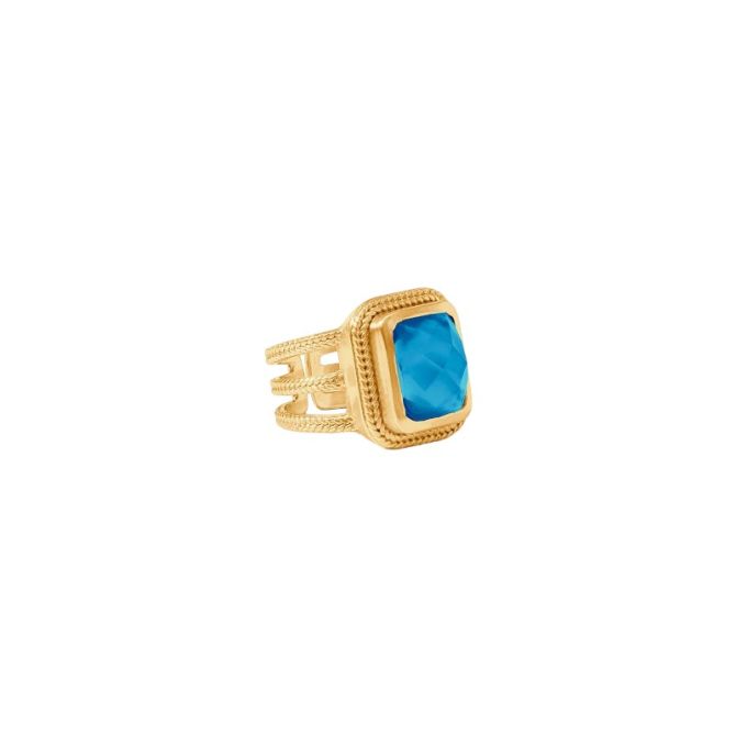 Julie Vos Cheval Statement Ring, Iridescent London Blue and Size 7