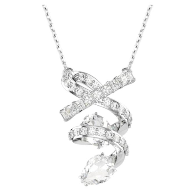 Swarovski Hyperbola Mixed Cuts Pendant Necklace, White and Rhodium Plated