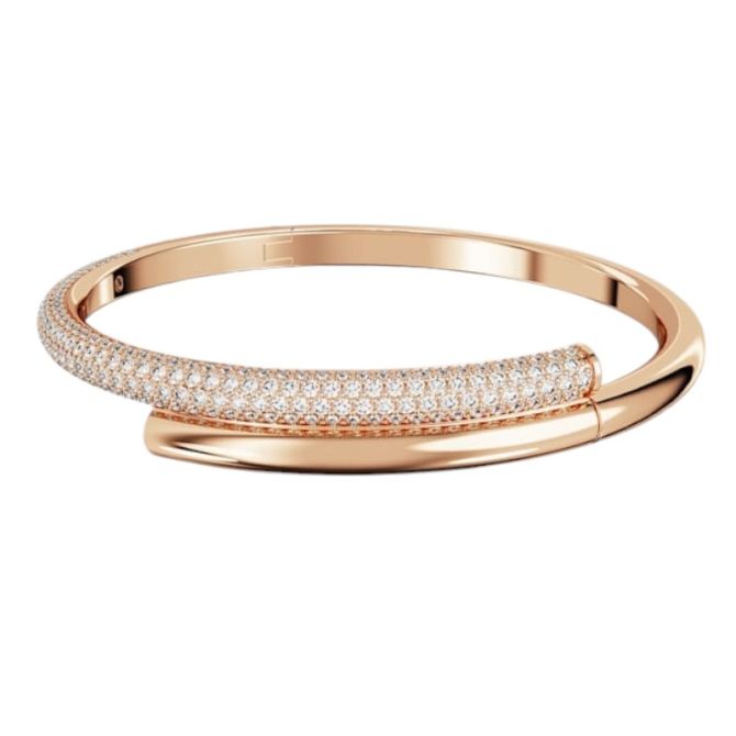 Swarovski Dextera Magnetic Closure Bangle, White and Rose Gold Tone Plated