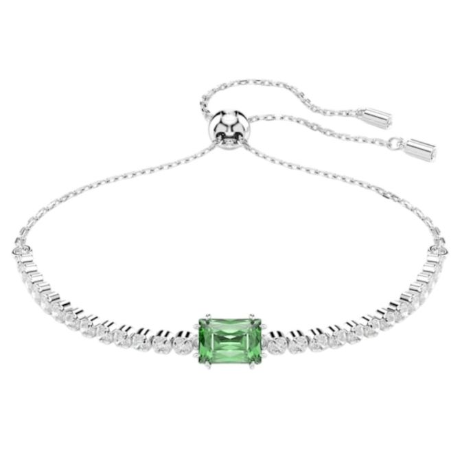 Swarovski Mixed Cuts Matrix Tennis Bracelet, Green and Rhodium Plated