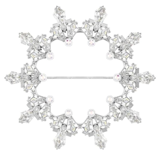 Swarovski Mixed Cuts Idyllia Snowflake Brooch, White and Rhodium Plated