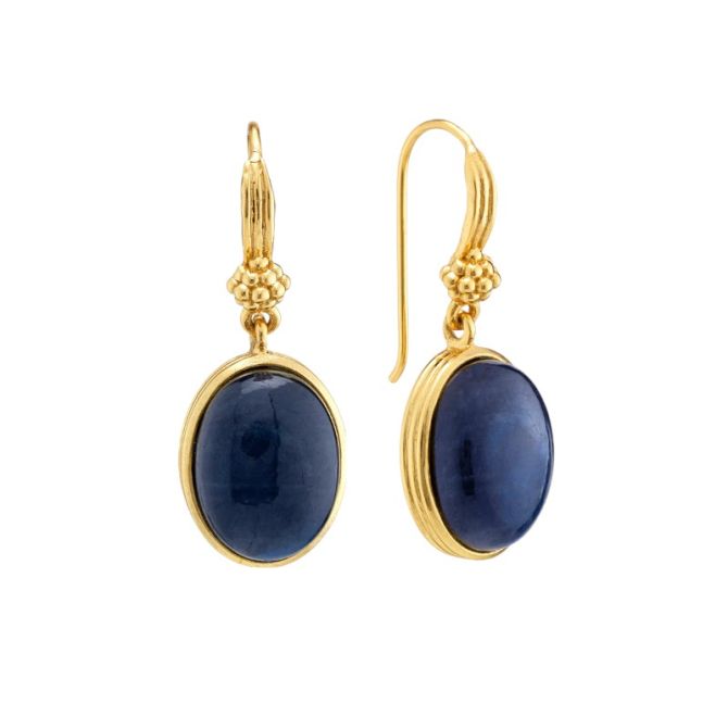 Capucine De Wulf Cleopatra Oval Drop Earrings, Blue Labradorite