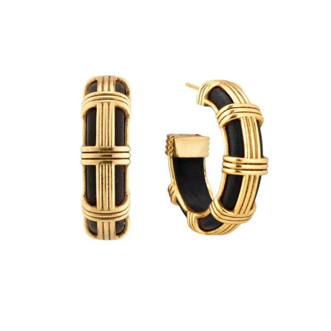 Capucine De Wulf Gaia Cage Hoop Earrings, Ebony