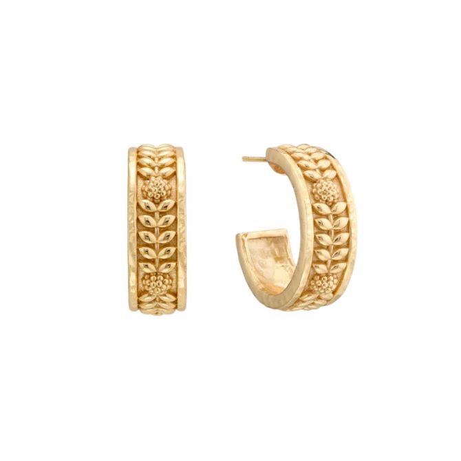 Capucine De Wulf Berry Vine Small Hoop Earrings, Yellow Gold Plated