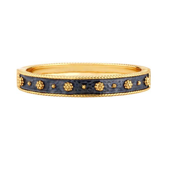 Capucine De Wulf Berry Classic Hinged Bangle in Yellow Gold Plated and Midnight Black, S/M