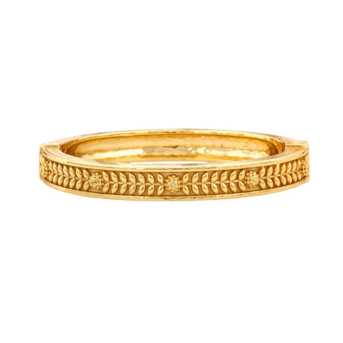 Capucine De Wulf Berry Vine Yellow Gold Plated Hinged Bangle, S/M