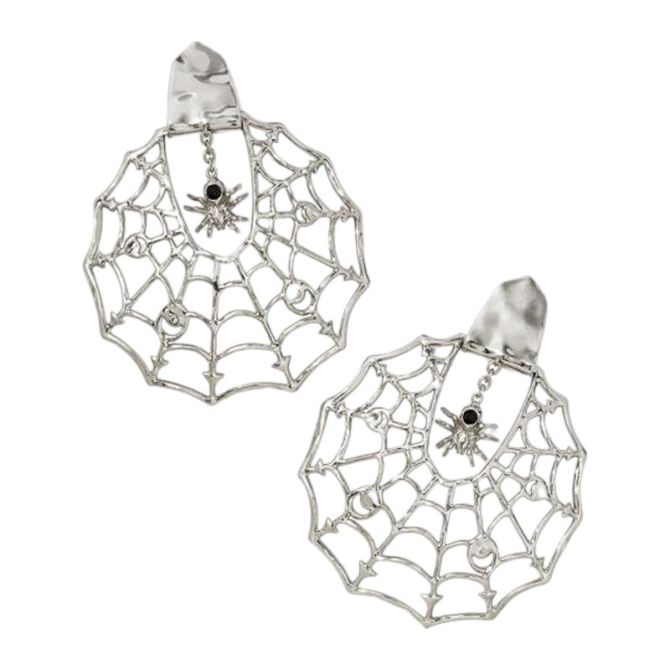 Kendra Scott Spider Web Statement Earrings in Silver Tone