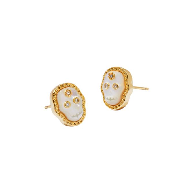 Kendra Scott Skeleton Stud Earrings in Yellow Gold Tone