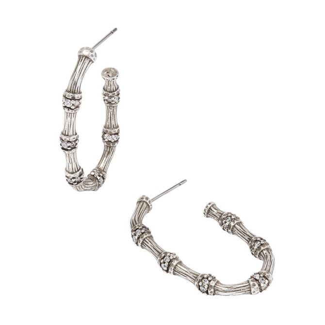 Kendra Scott Maura Bamboo Hoop Earrings in Silver Tone