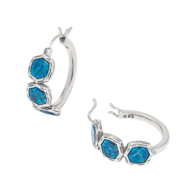 Kendra Scott Maura Silver Tone Hoop Earrings in Indigo Magnesite