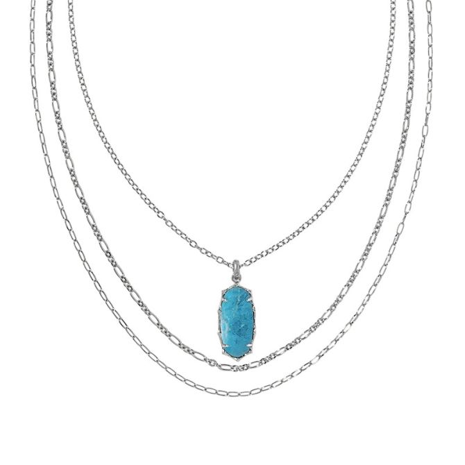 Kendra Scott Elle Silver Tone Bamboo Frame Triple Strand Necklace in Indigo