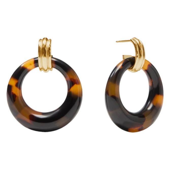 Julie Vos Madison Doorknocker Earrings, Tortoiseshell