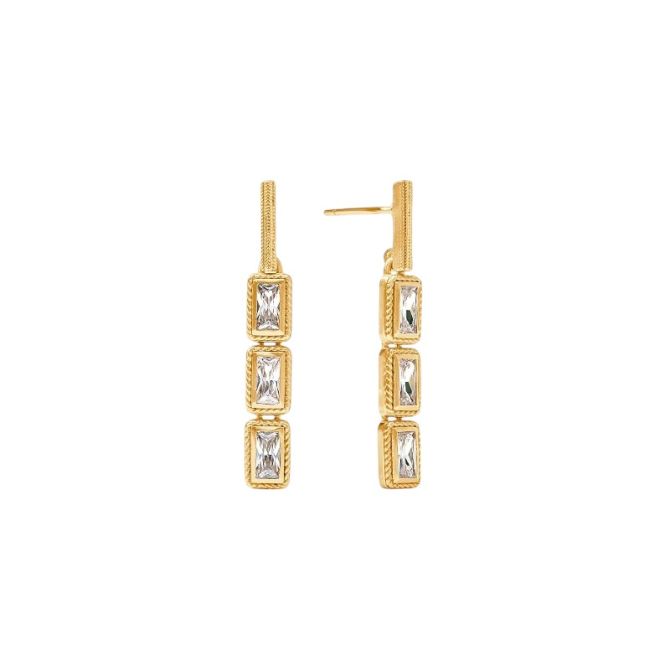 Julie Vos Baguette Tier Earrings, Cubic Zirconia